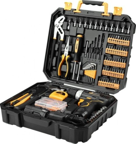 Дрель-шуруповерт аккумуляторная DEKO GCD12DU3 + набор инструментов 195 шт. (063-4134) [063-4134]