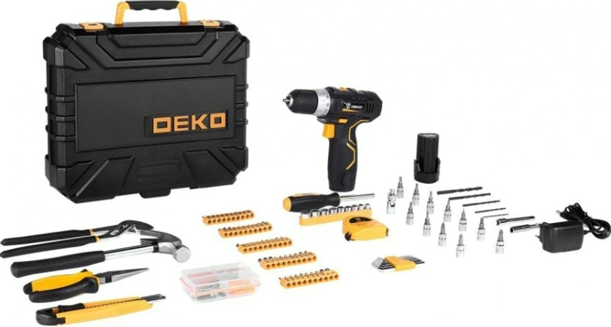 Дрель-шуруповерт аккумуляторная DEKO GCD12DU3 + набор инструментов 195 шт. (063-4134) [063-4134]