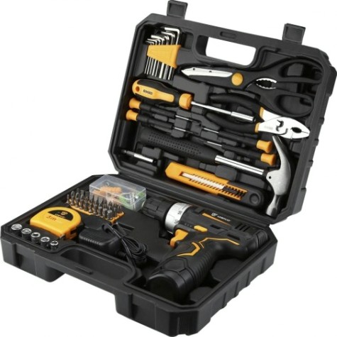 Дрель-шуруповерт аккумуляторная DEKO GCD12DU3 + набор инструментов для дома 104 шт. (063-4095) [063-4095]