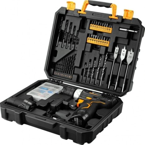 Дрель-шуруповерт аккумуляторная DEKO GCD12DU3 SET5 + набор инструментов 92 шт. (063-4147) [063-4147]