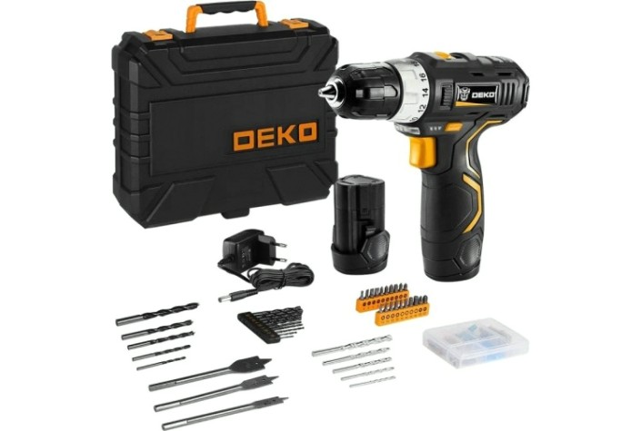 Дрель-шуруповерт аккумуляторная DEKO GCD12DU3 SET5 + набор инструментов 92 шт. (063-4148) [063-4148]