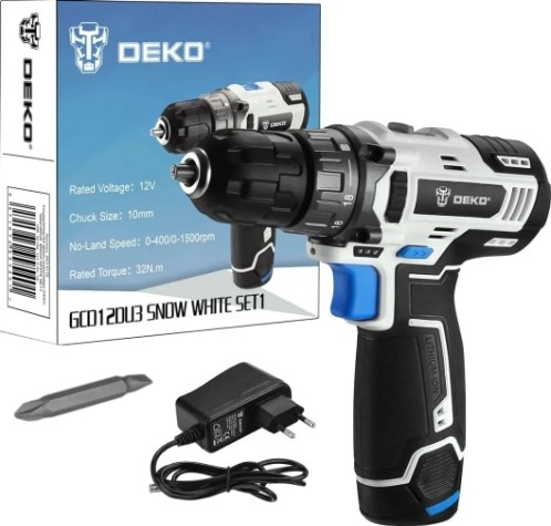 Дрель-шуруповерт аккумуляторная DEKO GCD12DU3 SNOW WHITE SET1 (063-4170) [063-4170]