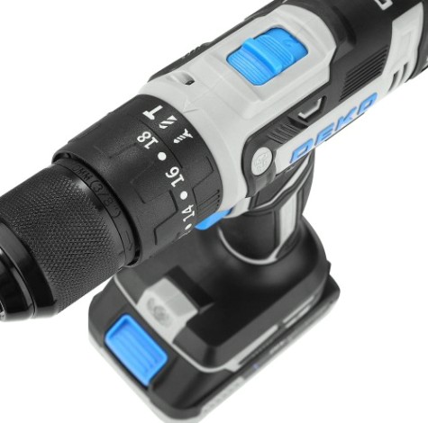 Дрель-шуруповерт аккумуляторная DEKO GCD20DU3 Impact 20В, ударная [063-4436]