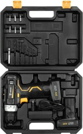 Дрель-шуруповерт аккумуляторная DEKO GCD20DU3 + оснастка 13 шт. (2х1,5 А.ч.) (063-4142) [063-4142]