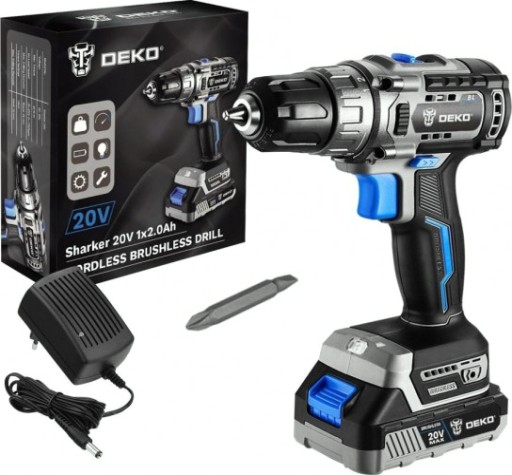 Дрель-шуруповерт аккумуляторная DEKO Sharker 20V 1*3.0Ah бесщеточная [063-4037]