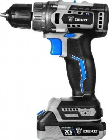 Дрель-шуруповерт аккумуляторная DEKO Sharker 20V 1*3.0Ah бесщеточная [063-4037]