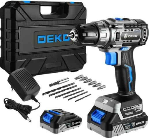 Дрель-шуруповерт аккумуляторная DEKO Sharker 20V 2*2.0Ah бесщеточная [063-4036]