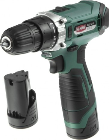 Дрель-шуруповерт аккумуляторная Hammer ACD12A 2x1.5Ah Li-ion, 23Hм в кейсе [101-125]