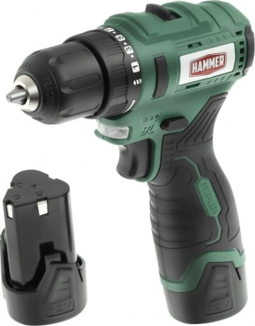 Дрель-шуруповерт аккумуляторная Hammer ACD12BL бесщ. 2x2Ah, 40Hм в кейсе [216-024]