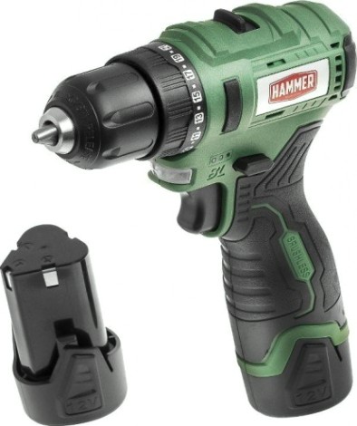 Дрель-шуруповерт аккумуляторная Hammer ACD12BLC бесщ. 2x2Ah Li-ion, 32Hм в кейсе [216-028]