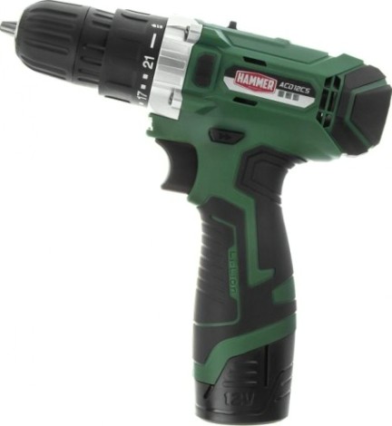 Дрель-шуруповерт аккумуляторная Hammer ACD12CS 2x1.5Ah Li-ion, 26Hм [101-117]