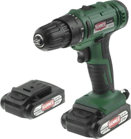 Дрель-шуруповерт аккумуляторная Hammer ACD14BS 2x2Ah, 38Hм в кейсе [101-124]