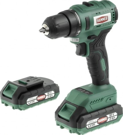 Дрель-шуруповерт аккумуляторная Hammer ACD18BL бесщ. 2x2Ah Li-ion, 50Hм в кейсе [216-025]