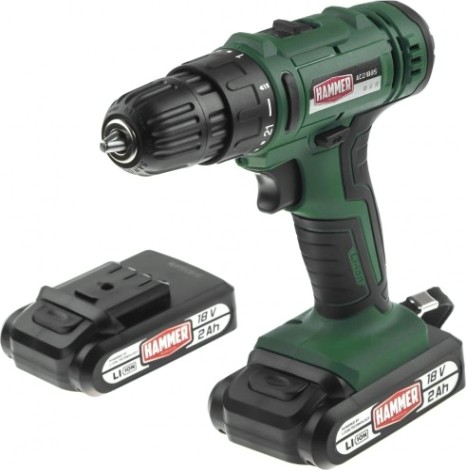 Дрель-шуруповерт аккумуляторная Hammer ACD18BS 2x2Ah, 45Hм в кейсе [101-122]