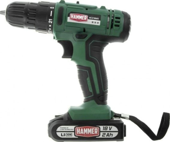 Дрель-шуруповерт аккумуляторная Hammer ACD18BS 2x2Ah, 45Hм в кейсе [101-122]