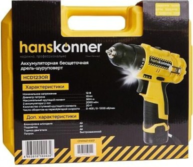 Дрель-шуруповерт аккумуляторная HANSKONNER HCD1230R Дрель-шуруповерт аккумуляторная HANSKONNER HCD1230R