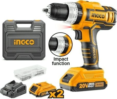 Дрель-шуруповерт аккумуляторная INGCO CIDLI20031 ударная