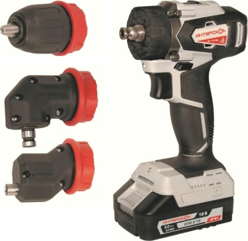 Дрель-шуруповерт аккумуляторная ИНТЕРСКОЛ ДА-13/18ВК Комби + 3 насадки [575.2.2.78]