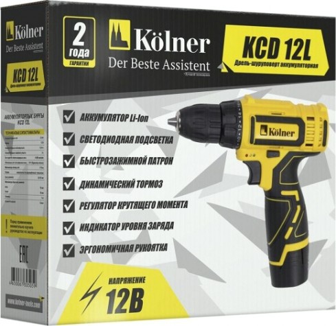 Дрель-шуруповерт аккумуляторная Kolner KCD 12L [кн12л]