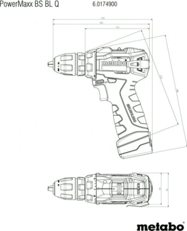 Дрель-шуруповерт аккумуляторная METABO PowerMaxx BS BL Quick 2x2.0 Ач бесщеточная [601749500]