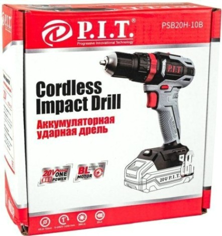 Дрель-шуруповерт аккумуляторная P.i.t. PSB20H-10B ударная бесщеточная solo без АКБ и ЗУ
