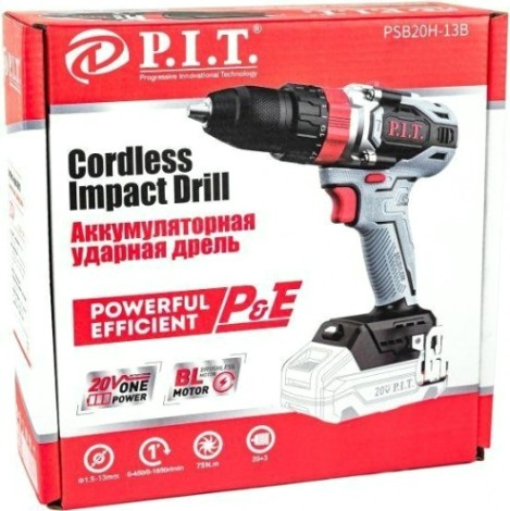Дрель-шуруповерт аккумуляторная P.i.t. PSB20H-13B ударная бесщеточная solo без АКБ и ЗУ