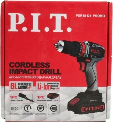 Дрель-шуруповерт аккумуляторная P.i.t. PSR18-D4 Promo бесщеточная
