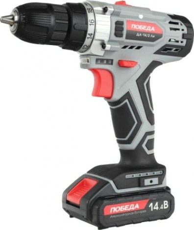 Дрель-шуруповерт аккумуляторная Победа ДА-14/2 Ли кейс [180201635]