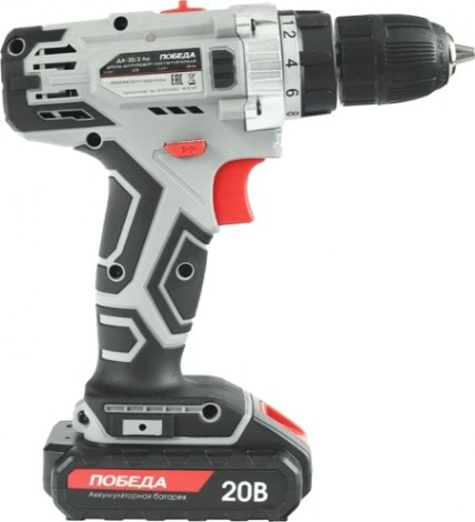 Дрель-шуруповерт аккумуляторная Победа ДА-20/2 Ли кейс [180201638]