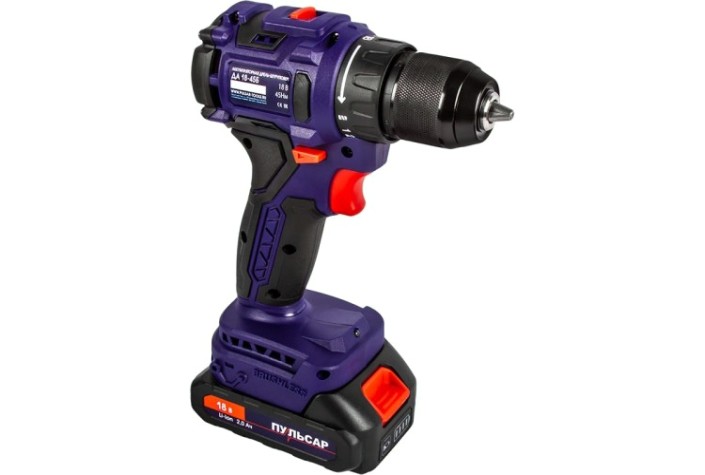Дрель-шуруповерт аккумуляторная ПУЛЬСАР ДА 18-45Б безударная (18в, 2 аккум.) [916-974]