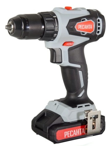 Дрель-шуруповерт аккумуляторная Ресанта ДА-20-2ЛК-Б бесщеточный двигатель [75/14/10]