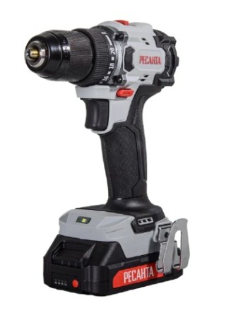 Дрель-шуруповерт аккумуляторная Ресанта ДА-20-2ЛК- БП (2,0 А/ч) (бесщеточный двигатель, 70Нм) [75/14/15]