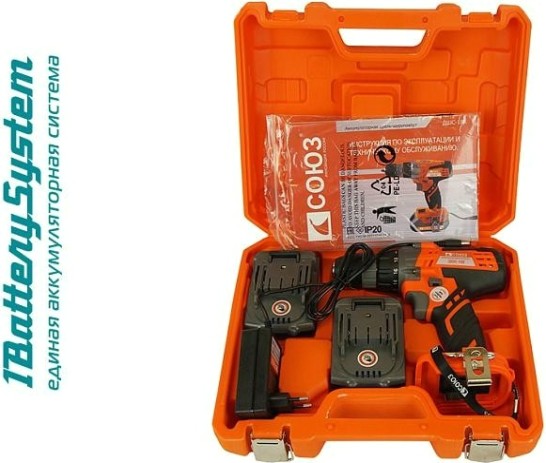 Дрель-шуруповерт аккумуляторная СОЮЗ ДШС-18К