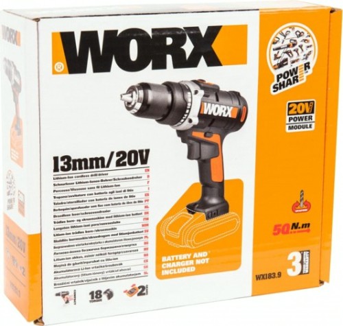 Дрель-шуруповерт аккумуляторная Worx WX183.9 без АКБ и ЗУ [WX183.9]