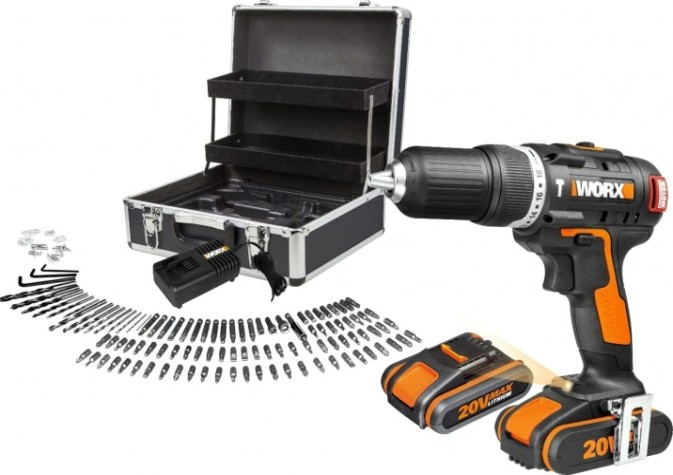 Дрель-шуруповерт аккумуляторная Worx WX367.1 ударная, бесщеточная, набор оснастки 158 пред. Дрель-шуруповерт аккумуляторная Worx WX367.1 ударная, бесщеточная, набор оснастки 158 пред.