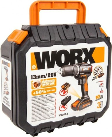 Дрель-шуруповерт аккумуляторная Worx WX367.3 ударная, бесщеточная
