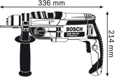 Дрель ударная сетевая BOSCH GSB 19-2 RE (БЗП) двухскоростная [060117B500] Кейс