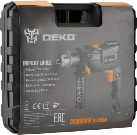 Дрель ударная сетевая DEKO DKID600W кейс (063-4126) [063-4126]