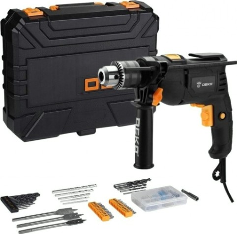 Дрель ударная сетевая DEKO DKID600W набор инструментов 92 предмета (063-4157) [063-4157]
