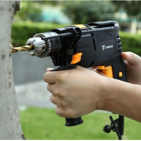 Дрель ударная сетевая DEKO DKID600W набор инструментов 92 предмета (063-4157) [063-4157]