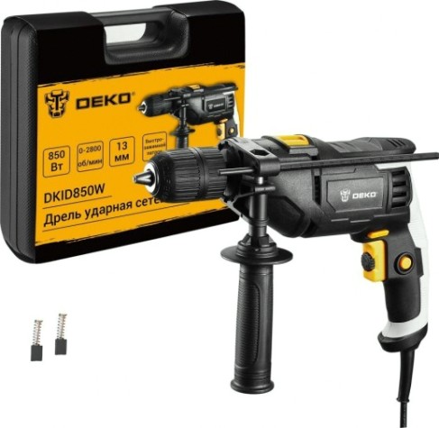 Дрель ударная сетевая DEKO DKID850W BMC and quick-release chuck в кейсе [063-4326]