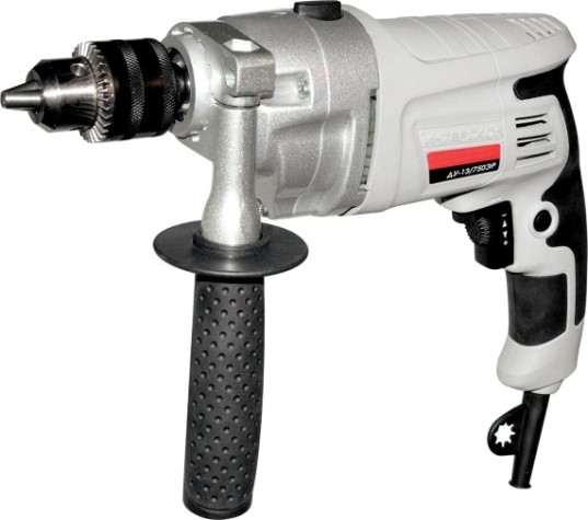 Дрель ударная сетевая ИНТЕРСКОЛ ДУ-13/750 ЭР односкоростная [546.1.0.00]