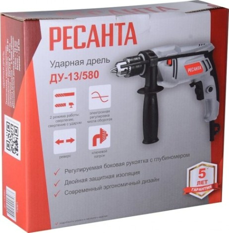 Дрель ударная сетевая Ресанта ДУ-13/580 [75/8/1]