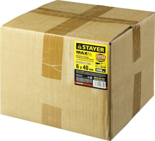 Дюбель гвоздевой с потайной манжетой STAYER MASTER полипропиленовый, бортик, 6x40 мм, 2500 шт, [30640-06-040]