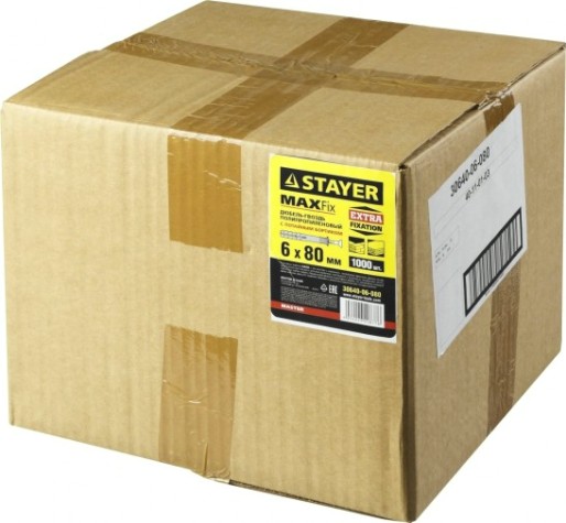 Дюбель гвоздевой с потайной манжетой STAYER MASTER полипропиленовый, бортик, 6x80 мм, 1000 шт, [30640-06-080]