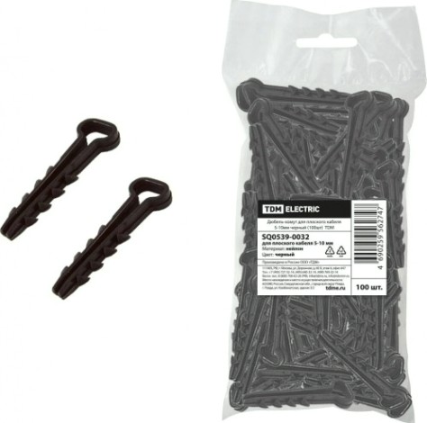 Дюбель-хомут RUCELF ДХБ-10-5 мм плоский, черный (уп.100 шт.) [ДХБ-10-5-ПЧ]