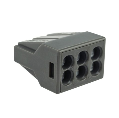 Экспресс-клема REXANT СМК 773-306 с пастой 6-проводная до 2,5 мм², серая 50шт/уп [07-3060]