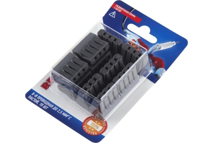 Экспресс-клема REXANT СМК 773-308 с пастой 8-проводная до 2,5 мм² серая 10шт/уп [06-0209-B10]