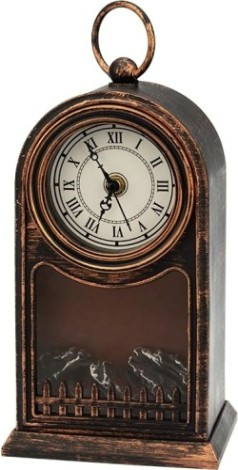 Электрокамин Neon-Night Старинные часы с эффектом живого огня 14,7x11,7х25 см, бронза [511-021]