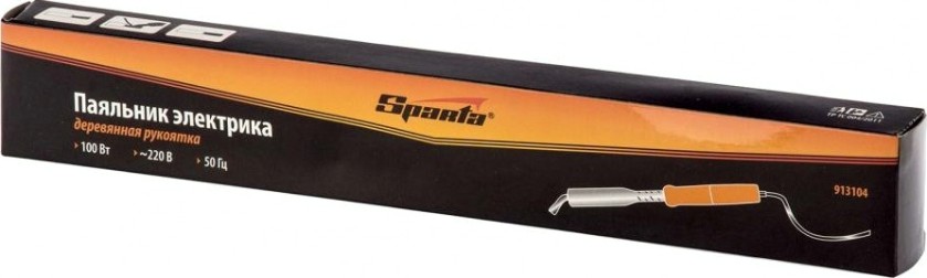 Электропаяльник Sparta 100 Вт, 220 В с ручкой из дерева [913104]